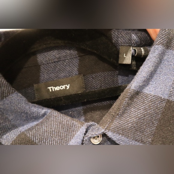 NWOT Theory Men’s Admiral Buffalo Check Flannel Long Sleeve Shirt - Picture 6 of 6
